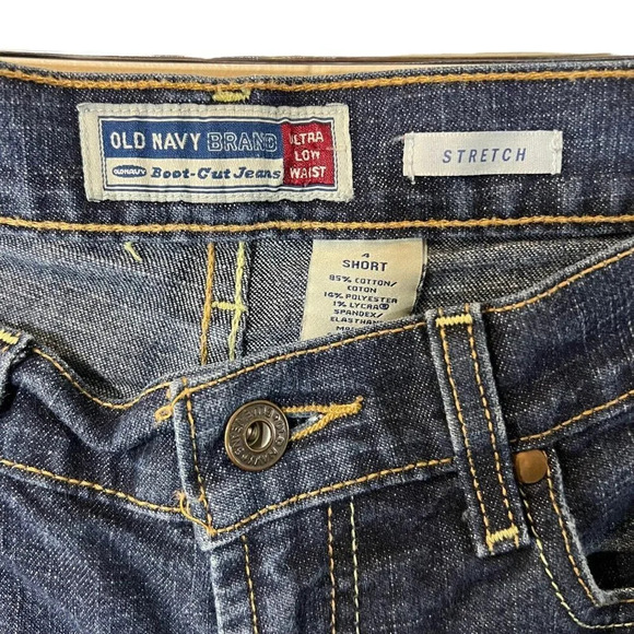 Old Navy Boot Cut Jeans Size 4 Short Ultra Low Waist Stretch Cotton Denim Blue - Picture 5 of 10